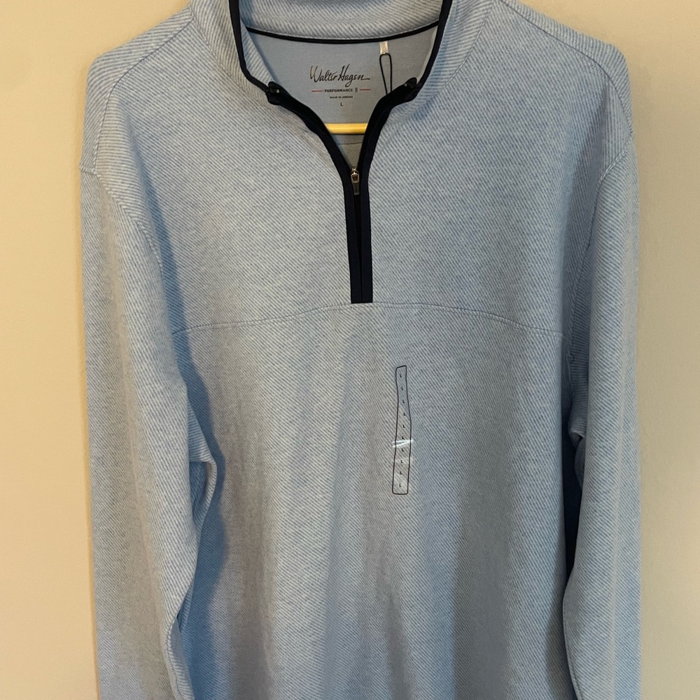 Walter Hagen Golf Quarter Zip 1/4 Blue and Navy Performance Pullover